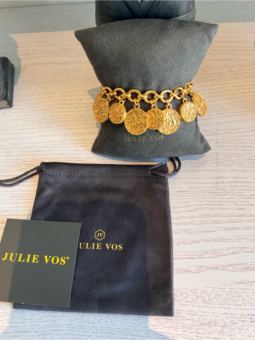Julie Vos Gold Coin Charm Bracelet with White Mother-of-Pearl Discs - Picture 2 of 8